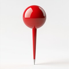 Red pushpin with a round head and a short point, against a solid white background