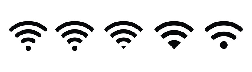 Wireless and wi-fi icon. Wi-fi signal symbol. Internet Connection. Remote internet access collection. Vector illustration.