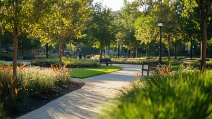 A peaceful urban park offers a retreat from city life.