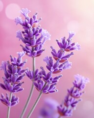 Obraz premium Lavender sprigs in soft purple hues natural setting detailed shot calming mood peaceful environment