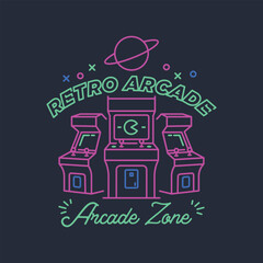 minimalist retro arcade gaming zone line art icon logo vector illustration design. simple modern arcade machine logo concept © BLAZYBONE