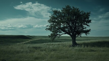 Obraz premium dark landscape with big tree