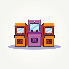retro arcade game machine line art flat icon vector illustration design