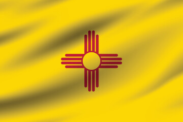 New Mexico flag official colors and proportion digital vector illustration. Pleated flag.