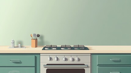 Charming Kitchen with Green Walls and Herb-Filled Countertop