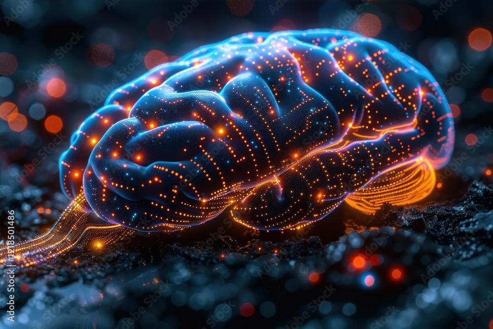 Poster luminous neural pathways: an abstract brain visualization