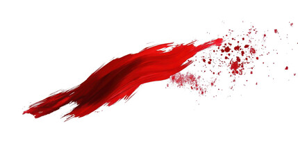 Red paint brush stroke on transparent background 