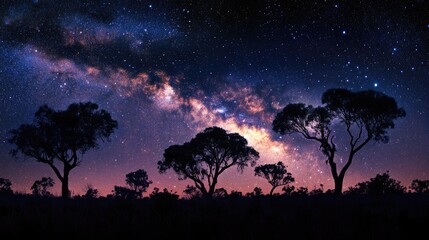 Silhouette of Trees Against the Milky Way