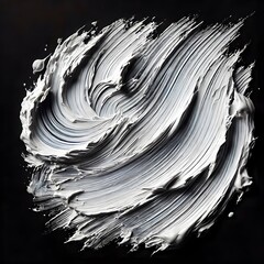 A white color oil paint stroke on black background 