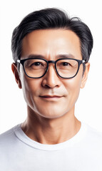 Fototapeta premium a middle-aged Chinese male scientist against a clean white background