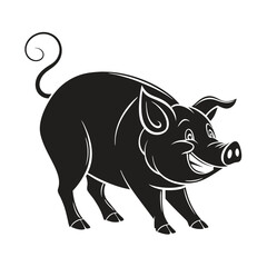 Fototapeta premium Stylized Black and White Pig Silhouette Design