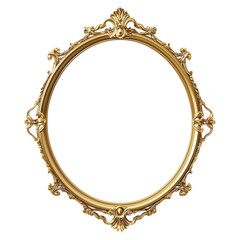 Gold framed mirror with ornate design isolated on a transparent background,&nbsp;cut&nbsp;out