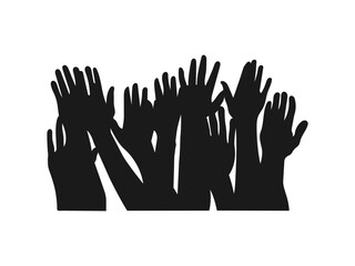 Obraz premium people raising hand silhouette. People raising hands at the concert. people raising hand silhouette. People raising hands at the concert. A large group of people raised their hands.