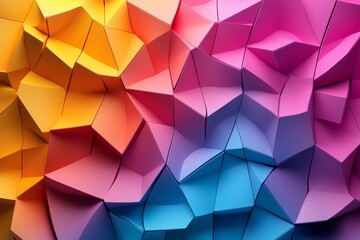Fototapeta premium Abstract 3d rendering of folded surfaces. Complex geometric pattern with vibrant colors for poster, cover, branding, banner, placard., Generative AI