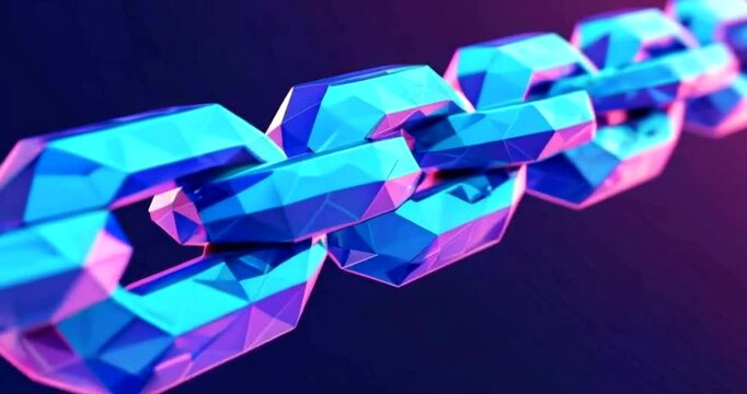 Colorful geometric chain links against a gradient background