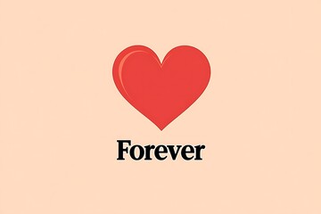 'Forever' Text with a Clean Heart Icon on a Subtle Light Background for a Romantic Theme