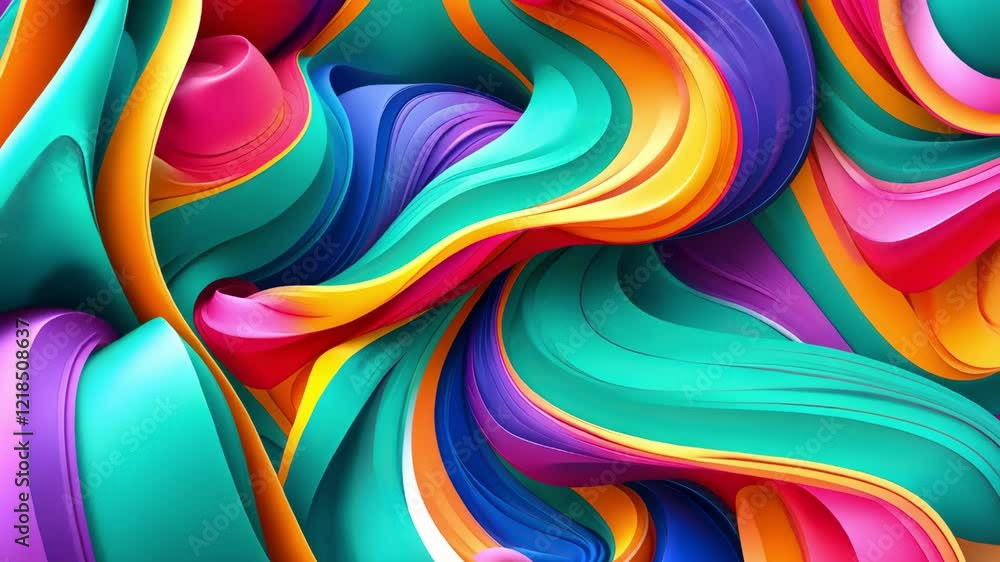 Poster dynamic abstract composition showcases vibrant swirls and colors creating an artistic and fluid visu