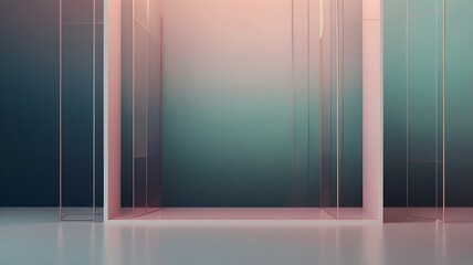 Showcase: A sleek and minimalistic abstract background with soft gradients, geometric shapes, and a glassy overlay effect, perfect for product displays.