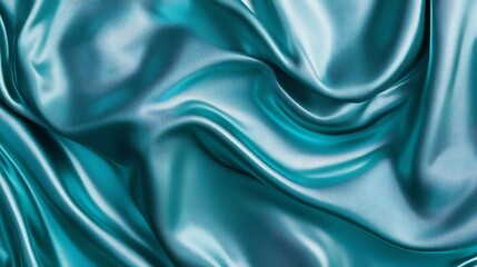 Obraz premium Teal Silk Draped Fabric Smooth Texture Background