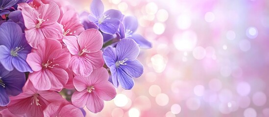 Obraz premium Delicate Pink and Purple Flowers in a Dreamy Bokeh Background