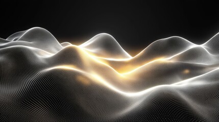 Fototapeta premium Abstract 3d rendering of luminous waves. Modern glowing surface with fluid lines for poster, cover, branding, banner, placard., Generative AI