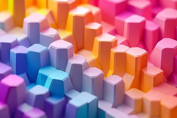 Fototapeta premium Abstract 3d rendering of tessellated hexagons. Modern background with geometric repetition. Poster, cover, branding, banner, placard., Generative AI