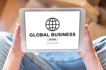 Global business concept on a tablet