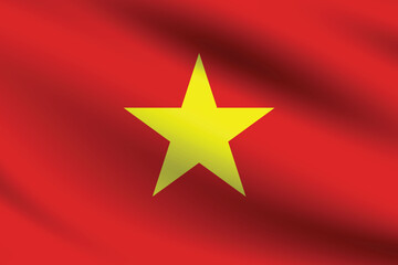 Vietnam flag official colors and proportion digital vector illustration. Pleated flag.