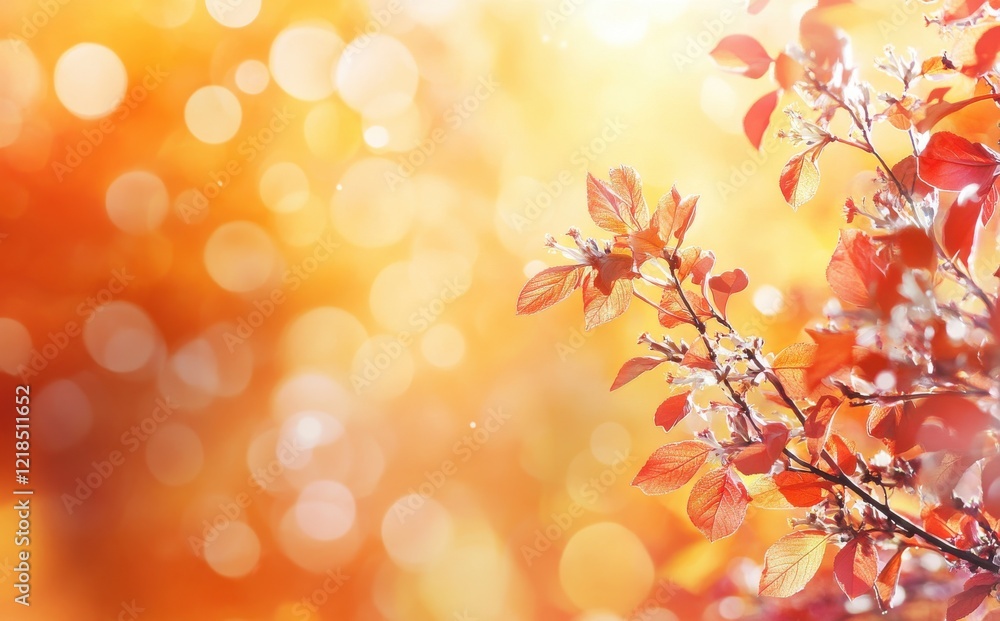 Aufkleber vibrant autumn foliage with glowing bokeh effect and soft light background creating a magical fall a