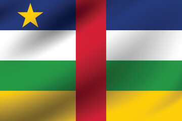 Central African Republic flag official colors and proportion digital vector illustration. Pleated flag.