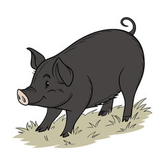 Fototapeta premium Stylized Black and White Pig Silhouette Design