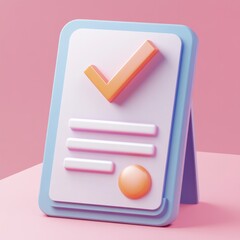 document and checkmark 3D icon 