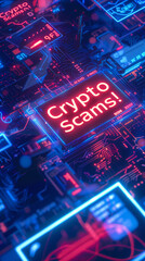 Crypto Scam Alert in Neon and Neon Style