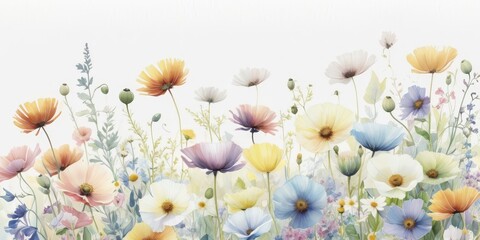 flores silvestres pintadas en acuarela