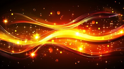 Fototapeta premium Golden Waves of Light and Sparkling Stars