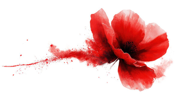 Red flower on transparent background