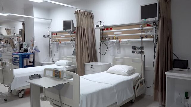 Wide angle view of a room in intensive care unit
