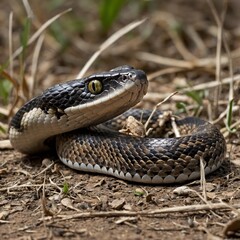 Fototapeta premium Swift Strike: Bothrops Snake in Action, Capturing Its Prey