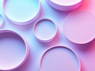 Abstract 3d rendering of circular shapes with shadows. Minimalist design for modern background. Poster, cover, branding, banner, placard., Generative AI