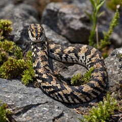 Vipera Darevskii Blending Seamlessly into Rocky Terrain: A Master of Camouflage