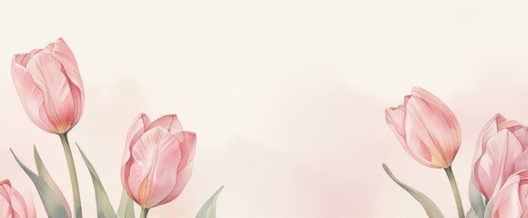 Fototapeta premium ilustración tulipanes estilo acuarela. colores pastel.