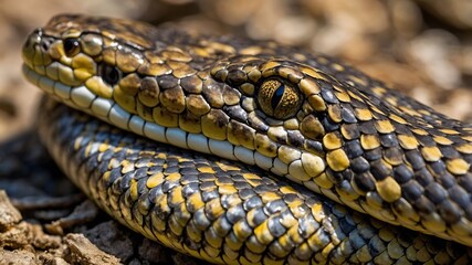 Obraz premium Intricate Scales of Darevsky's Viper: A Close-Up Under the Sun's Glare