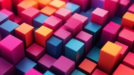 Obraz premium Abstract 3d rendering of cubic landscape. Minimalist topographic surface design for poster, cover, branding, banner, placard., Generative AI