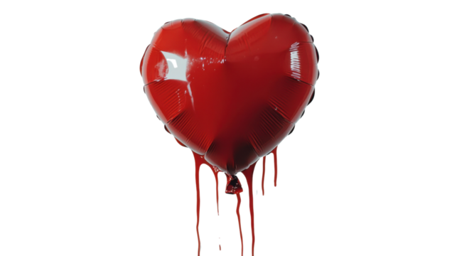 Red balloon heart shaped on transparent background 