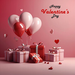 Happy valentines day background with heart balloons	