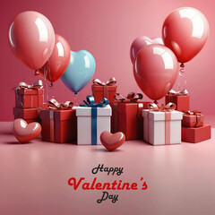 Happy valentines day background with heart balloons	
