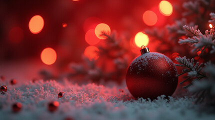  Micro Photography of Christmas Background in Red: Holiday Christmas Vibes in a Winter Forest