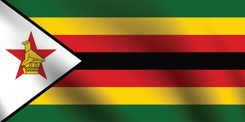 Zimbabwe flag official colors and proportion digital vector illustration. Pleated flag.