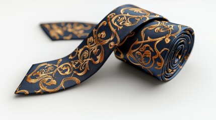 Obraz premium Elegant blue and gold tie fashion accessory studio setting close-up view style statement