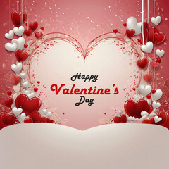 Happy valentines day background with heart balloons	